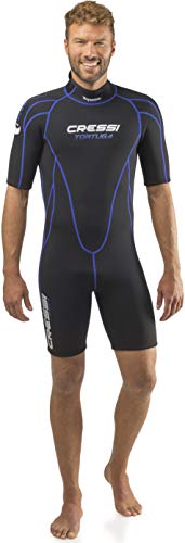 Cressi Men's Tortuga Wetsuit 2.5mm Shorty Neoprenanzug aus High Stretch Neopren für Herren, Schwarz/Blau, XS/1 von Cressi