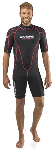 Cressi Men's Tortuga Wetsuit 2.5mm Shorty Neoprenanzug aus High Stretch Neopren für Herren, Schwarz/Rot, XS/1 Cressi Men's Tortuga Wetsuit 2.5mm Shorty Neoprenanzug aus High Stretch Neopren für Herren, Schwarz/Rot, XS/1 von CRESSI