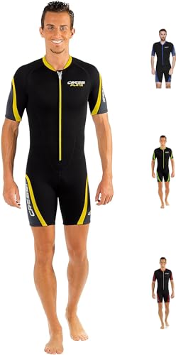 Cressi Playa Man Shorty Wetsuit – Kurzer Neoprenanzug 2.5mm aus Hochelastischem für Herren, Schwarz/Gelb, S Cressi Playa Man Shorty Wetsuit – Kurzer Neoprenanzug 2.5mm aus Hochelastischem für Herren, Schwarz/Gelb, S von CRESSI