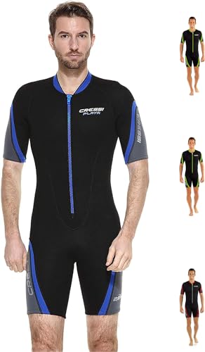 Cressi Playa Man Shorty Wetsuit – Kurzer Neoprenanzug 2.5mm aus Hochelastischem für Herren, Schwarz/Blau, XS von Cressi