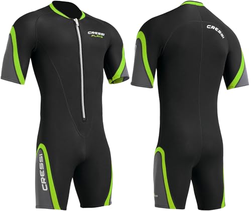 Cressi Playa Man Shorty Wetsuit – Kurzer Neoprenanzug 2.5mm aus Hochelastischem für Herren, Schwarz/Limette, S von Cressi