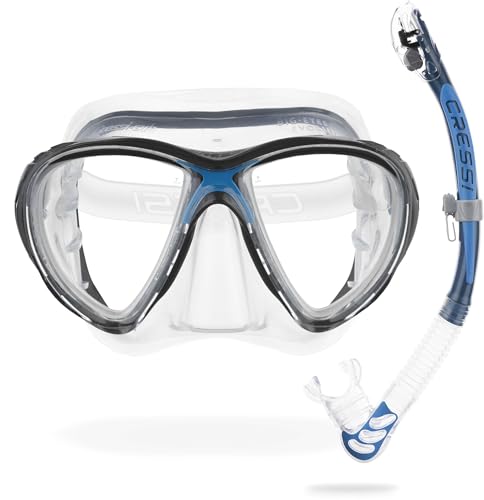 CRESSI Combo Big Eyes+Alpha UD Clear/Blue - Kombo Set Maske Big Eyes Evo und Schnorchel Alpha UD, zum Tauchen und Snorkeln, Transparent/Blau, Einheitsgröße, Erwachsene CRESSI Combo Big Eyes+Alpha UD Clear/Blue - Kombo Set Maske Big Eyes Evo und Schnorchel Alpha UD, zum Tauchen und Snorkeln, Transparent/Blau, Einheitsgröße, Erwachsene von CRESSI