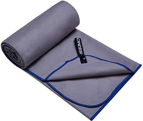 Cressi Schnelltrockentuch, Mikrofaser Unisex-Sporthandtuch für Erwachsene, Grau/Blau, 160 x 80 cm von Cressi