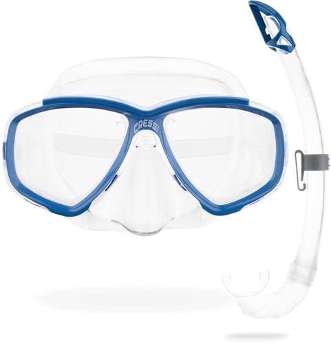CRESSI Perla+Mexico Combo Clear/Blue - Combi Set Maske+Schnorchel zum Tauchen und Schnorcheln, Transparent/Blau, Einheitsgröße, Erwachsene CRESSI Perla+Mexico Combo Clear/Blue - Combi Set Maske+Schnorchel zum Tauchen und Schnorcheln, Transparent/Blau, Einheitsgröße, Erwachsene von CRESSI
