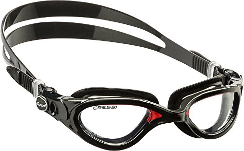 Cressi Flash - Premium Erwachsene Schwimmbrille Antibeschlag und 100% UV Schutz, Schwarz/Rot - Transparent Linsen, One Size von Cressi