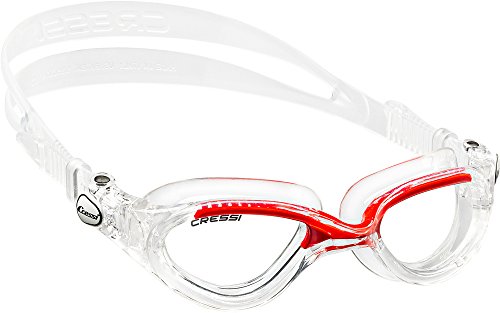 Cressi Flash - Premium Erwachsene Schwimmbrille Antibeschlag und 100% UV Schutz, Transparent/Rot - Transparent Linsen, One Size von Cressi