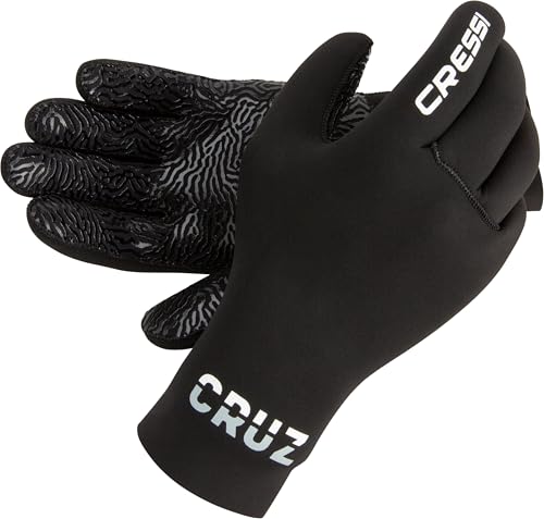 Cressi Cruz Gloves 3mm - Neopren Tauchhandschuhe Schwarz 3mm Anti Slip Palm System, XXL/6, Erwachsene Unisex von Cressi