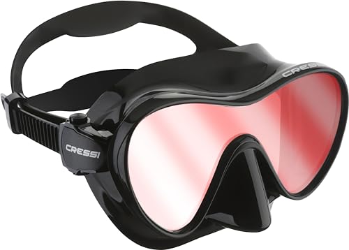 CRESSI Unisex-Adult F1 Mask Black Lenses Rahmenlose Einzellinsen Tauchmaske, Schwarz Ultravision Blue Linse, Einheitsgröße von Cressi