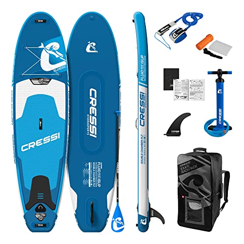 Cressi Isup Complet Set-Fluid All Round Dc Isup Set,SUP Board Kit Einfach aufzublasen(weniger als 10 Minuten)Komplett mit allem notwendigen Zubehör für den Transport, Blau,10'2'',Unisex Erwachsene von Cressi