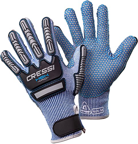 Cressi Hex Grip Gloves - Schnitt und Abriebfeste Handschuhe für Apnoe und Tauchen, Blau, L, Erwachsene Unisex von Cressi