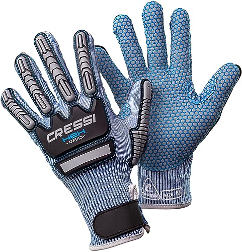 Cressi Hex Grip Gloves - Schnitt und Abriebfeste Handschuhe für Apnoe und Tauchen, Blau, XXL, Erwachsene Unisex von Cressi