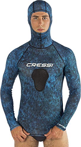 Cressi Unisex-Adult Hunter Hooded Rush Top Rash Guard Shirt mit Kapuze für Wassersport, Camo Blau, S Cressi Unisex-Adult Hunter Hooded Rush Top Rash Guard Shirt mit Kapuze für Wassersport, Camo Blau, S von CRESSI