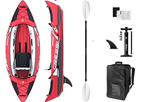 Cressi Unisex-Adult Namaka Single Seat Ikayak Set 8'2'' Aufblasbares Kajak mit dreifacher Luftkammer und verstellbaren Sitzen, Rot, One Size Cressi Unisex-Adult Namaka Single Seat Ikayak Set 8'2'' Aufblasbares Kajak mit dreifacher Luftkammer und verstellbaren Sitzen, Rot, One Size von CRESSI