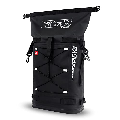 CRESSI Unisex-Adult Spidy Dry Deckpack Black 25 L Wasserdichter Rucksack zur Befestigung an den D-Ringen Hydrosports SUP-Boards, Schwarz von Cressi