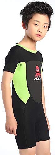 Cressi Unisex-Baby Smoby Shorty Wetsuit Neoprenanzug 2 mm für Kinder, Schwarz/Grüner Fluo, 1/2 Jahre von Cressi