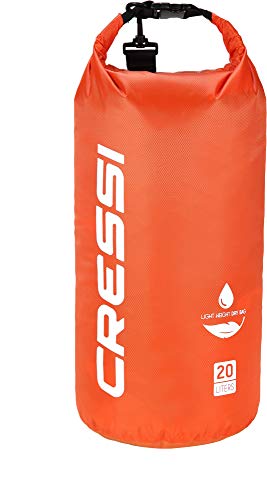 Cressi Unisex -Erwachsene Dry Bag wasserdichte Taschen mit langem verstellbaren Schulterriemen-Für Tauchen, Bootfahren, Kajak, Angeln, Rafting, Schwimmen, Camping und Snowboarden, Orange, 20 LT von Cressi