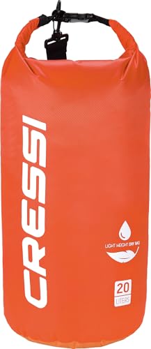 Cressi Unisex -Erwachsene Dry Bag wasserdichte Taschen mit langem verstellbaren Schulterriemen-Für Tauchen, Bootfahren, Kajak, Angeln, Rafting, Schwimmen, Camping und Snowboarden, Orange, 20 LT von Cressi