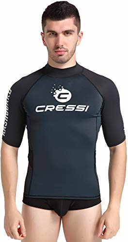 Cressi Unisex – Erwachsene Hydro Men’S Premium S.Sleeves Rash Guard Kurze Ärmel aus elastischem Stoff Mann UV-Schutz (UPF) 50+, Schwarz/Schwarz, M von Cressi