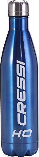 Cressi Unisex Erwachsene Water Bottle H20 Sportflasche aus Edelstahl 500 ml, Blau, 750 ml von CRESSI