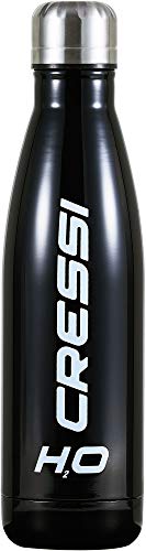 Cressi Unisex Erwachsene Water Bottle H20 Sportflasche aus Edelstahl 500 ml, Metallisches Schwarz von Cressi