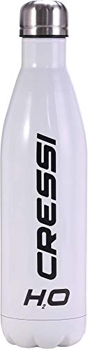 Cressi Unisex Erwachsene Water Bottle H20 Sportflasche aus Edelstahl 500 ml, Weiß, 750 ml von Cressi