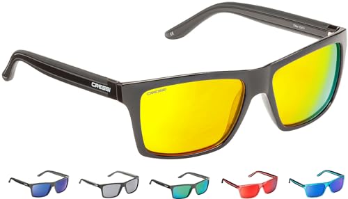 Cressi Unisex-Erwachsener Rio Sunglasses Premium Sport Sonnenbrille Polarisierte 100% UV-Schutz, Brillengestell Schwarz-Gelb Linsen, Einheitsgröße von Cressi
