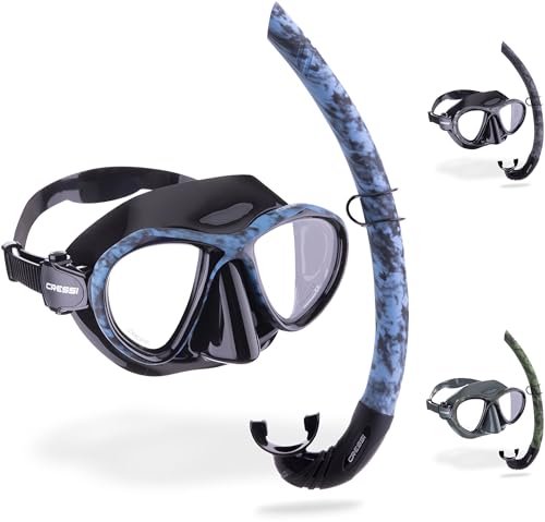 Cressi Metis & Corsica - Camouflage-Kombi-Set zum Angeln und Freitauchen, Metis-Maske und Korsika-Schnorchel, Tarnblau, Einheitsgröße, Unisex-Erwachsene von Cressi