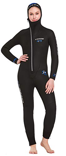 Cressi Women's Diver Lady Monopiece Wetsuit Premium Neopren Damen Tauchanzug mit Angesetzter Haube-Erhältlich in 5/7 mm, Schwarz/Blau, S/2 Cressi Women's Diver Lady Monopiece Wetsuit Premium Neopren Damen Tauchanzug mit Angesetzter Haube-Erhältlich in 5/7 mm, Schwarz/Blau, S/2 von CRESSI