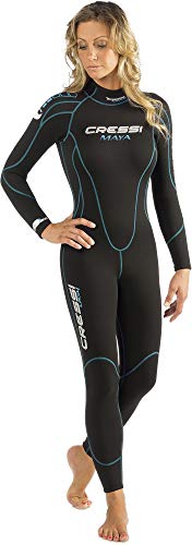 Cressi Women's Maya Lady Monopiece Wetsuit 2.5mm Einteiliger Neoprenanzug Damen für alle Wassersportarten, Schwarz/Aquamarin, L von CRESSI