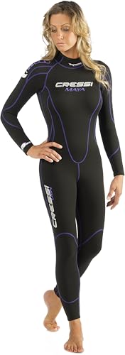 Cressi Women's Maya Lady Monopiece Wetsuit 2.5mm Einteiliger Neoprenanzug Damen für alle Wassersportarten, Schwarz/Lila, XS von Cressi