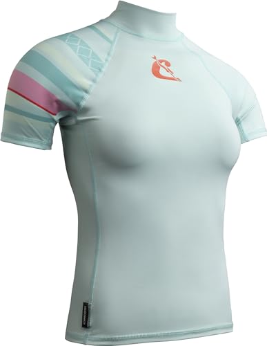 Cressi Shield Lady Rash Guard Short/SL - Protective Short Sleeve Rash Guard für SUP und Wassersport, Aquamarin/Rosa, S/2, Frauen von Cressi