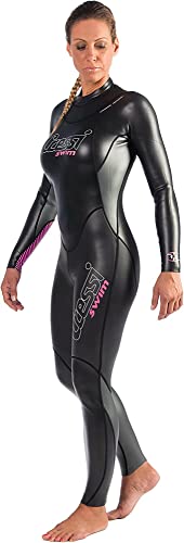 Cressi Women's Triton Lady All In One Swim Wetsuit Einteiliger Neoprenanzug zum Schwimmen aus 1.5mm Gled Skin Neopren, Schwarz/Fluo Rosa, XL von Cressi