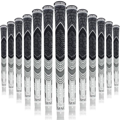 CRESTGOLF Aktualisierte Multi-Compound-Golfgriffe für Golfschläger, Set mit 13 Stück, rutschfest, ökologische Baumwollgarn-Technologie, mittlere oder Standardgröße für Sie (Standardgröße, grau) CRESTGOLF Aktualisierte Multi-Compound-Golfgriffe für Golfschläger, Set mit 13 Stück, rutschfest, ökologische Baumwollgarn-Technologie, mittlere oder Standardgröße für Sie (Standardgröße, grau) von Crestgolf