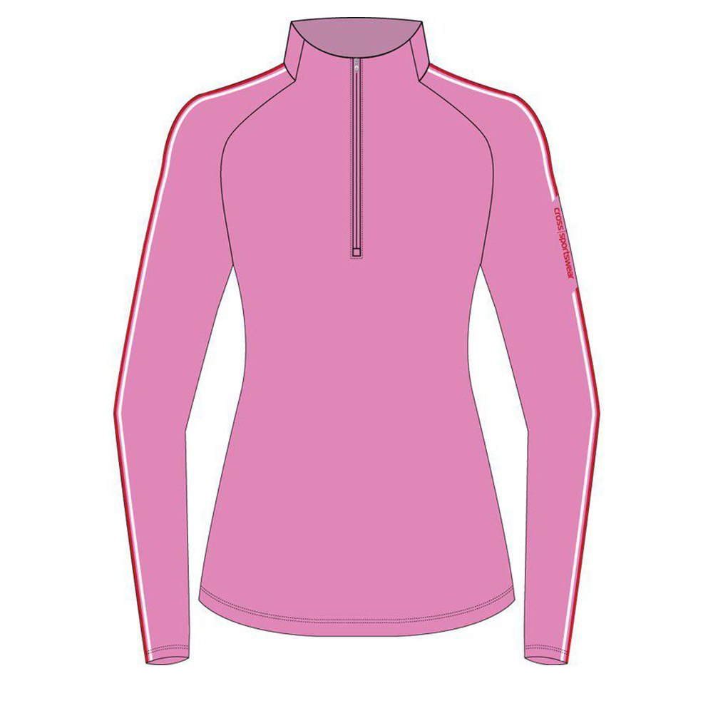'Cross Stripe Zip Golf Damen Polo Ls pink' 'Cross Stripe Zip Golf Damen Polo Ls pink' von Cross