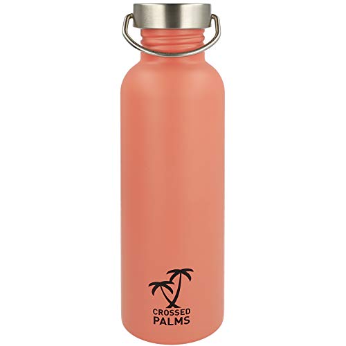 Crossed Palms Trinkflasche aus Edelstahl, 750 ml, Koralle, 7,1 x 24,3 cm, BPA frei, auslaufsicher, CP-10000 von Crossed Palms