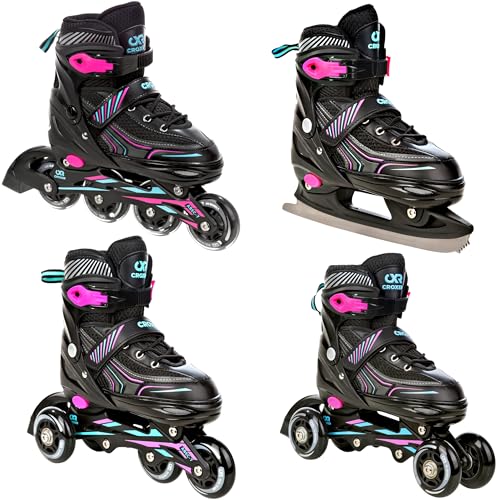 CROXER 4in1 Inlineskates/Triskates/Rollschuhe/Schlittschuhe Optima (Mint/Pink, 35-38) von Croxer