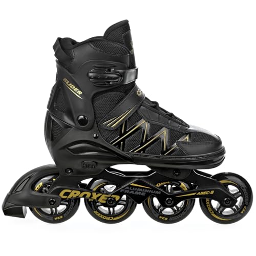 Croxer verstellbare Inlineskates Inliner Glider bis Größe 45 Abec9 Chrome Kugellager Aluminiumchassis Double Vent-System (Gold, 36-39 (23cm-25,5cm)) von Croxer