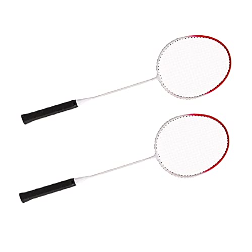 Badmintonschläger aus Legierung, geringer Windwiderstand, Schutzrahmen, 2 Stück, Badmintonschläger für Training (rot) von Cryfokt