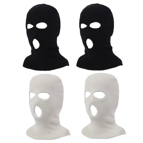 Csafyrt 4pcs Vollgesichtski -Maske für Gesicht Hals DREI Loch Ski Maske Stricke warme Skimaske für Männer Frauen Räubermaske von Csafyrt