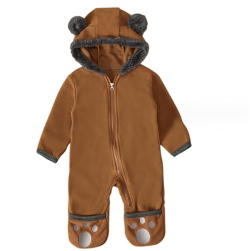 Csafyrt Babybären Kostüm warm niedlich süßes Bärenohr Baby Snowsuit für 24-36 Monate Kleinkind Zip Verschluss weiche Fleece-Kapuze-Jumpsuit Einteiliger Stil 2 von Csafyrt