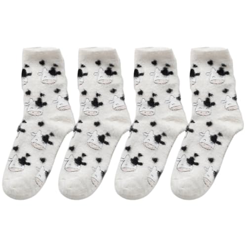 Csafyrt Fuzzy Socken 2 Paare Winterbett Socken für Frauen Mädchen weiche Dicke gemütliche warme Socken süße Crew -Socken Style11 von Csafyrt