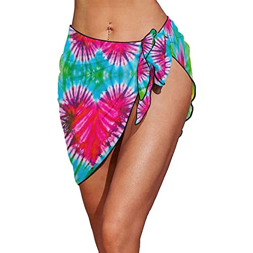 Csnbfiop Badeanzug Kleid Strandmode Schal Urlaub Bikinis Wickel Badeanzug Blumenmuster Kurzer Transparenter Rock von Csnbfiop