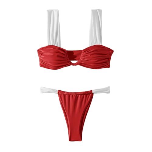 Csnbfiop Bkinis Damen-Badeanzug, gepolsterter BH, Bkinis-Set, 2-teilig, Bademode, Badeanzug, Strandbekleidung, plissiert, Bkinis von Csnbfiop