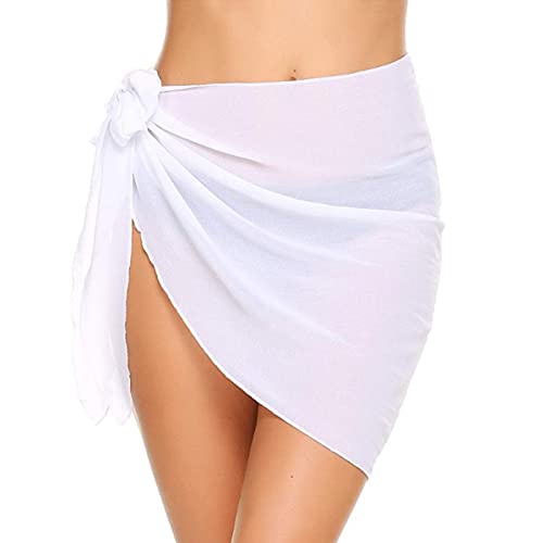 Csnbfiop Strand-Sarong-Pareo für Damen, halbdurchsichtiger Badeanzug, seitliches Binden, kurzer Wickelrock für Badebekleidung von Csnbfiop