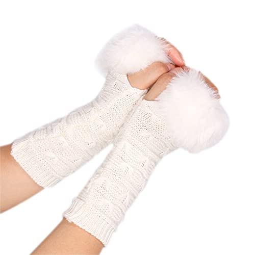 Csnbfiop Winter Strickhandschuhe Winddicht Warm Damen Halbfingerhandschuhe Verdickt Outdoor Ski Handschuhe Einfarbig von Csnbfiop