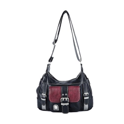 Retro Umhängetasche Für Damen Passende Umhängetasche Farbblock Einkaufstasche PU Pendlertasche Handtasche Mit Großer Kapazität von Csnbfiop