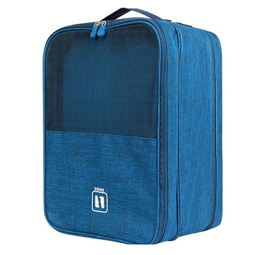 Trendige Schuh-Reisetasche, Stoffschuh für Reisen, hält 3 Paar Schuhe, Unterwäsche, Kleidung, Taschen, multifunktional, blau, L von Csnbfiop