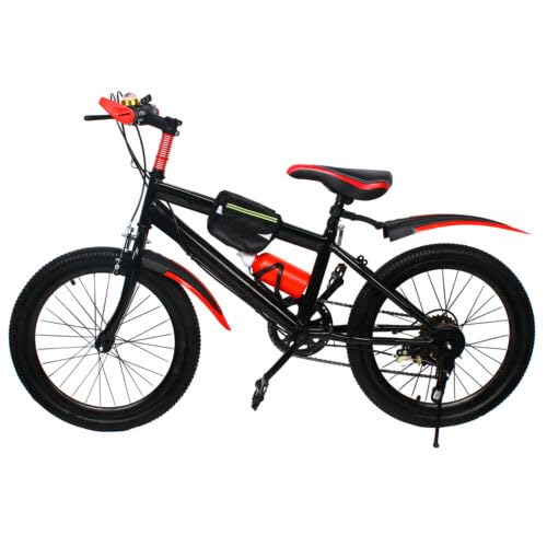 CuCummoo Mountainbike 20 Zoll Fahrrad Kinderfahrrad mit Kotflügeln 6 Gang Kohlenstoffstahl Fully MTB für Jungen&Mädchen, Mountainbike Rot Fahrradgeschenk für 125 cm bis 155 cm von CuCummoo