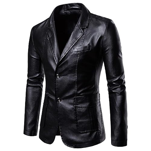 CuLtP Anzugsakko Herren,Herren Lederblazer, Lederjacke, Slim Fit Jacke, Langärmelig, Zwei Knopf Blazer, Solide Strickjacke, Lässiger Business Anzug, Sportmantel, Smoking Dinner Blazer, Schwarz, S CuLtP Anzugsakko Herren,Herren Lederblazer, Lederjacke, Slim Fit Jacke, Langärmelig, Zwei Knopf Blazer, Solide Strickjacke, Lässiger Business Anzug, Sportmantel, Smoking Dinner Blazer, Schwarz, S von CuLtP