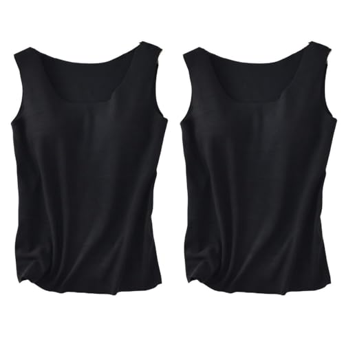 CuLtP 2 Stück Ärmellose Thermo Unterhemden Für Damen Mit Integriertem BH, Superweiche Thermo Shirts, Unterwäsche Basisschichten, Unterhemd Oberteile, Damen Unterhemden, 2 Stück, Schwarz, XXS CuLtP 2 Stück Ärmellose Thermo Unterhemden Für Damen Mit Integriertem BH, Superweiche Thermo Shirts, Unterwäsche Basisschichten, Unterhemd Oberteile, Damen Unterhemden, 2 Stück, Schwarz, XXS von CuLtP